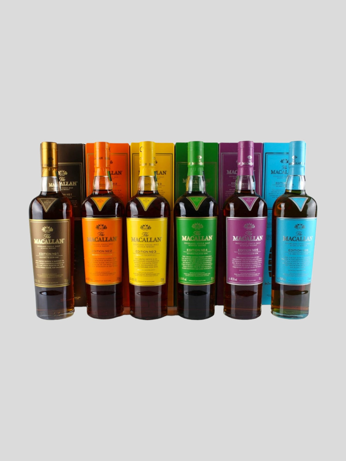 Macallan Full set of Edition ( No 1 to No 6) 6 bottles of whisky
